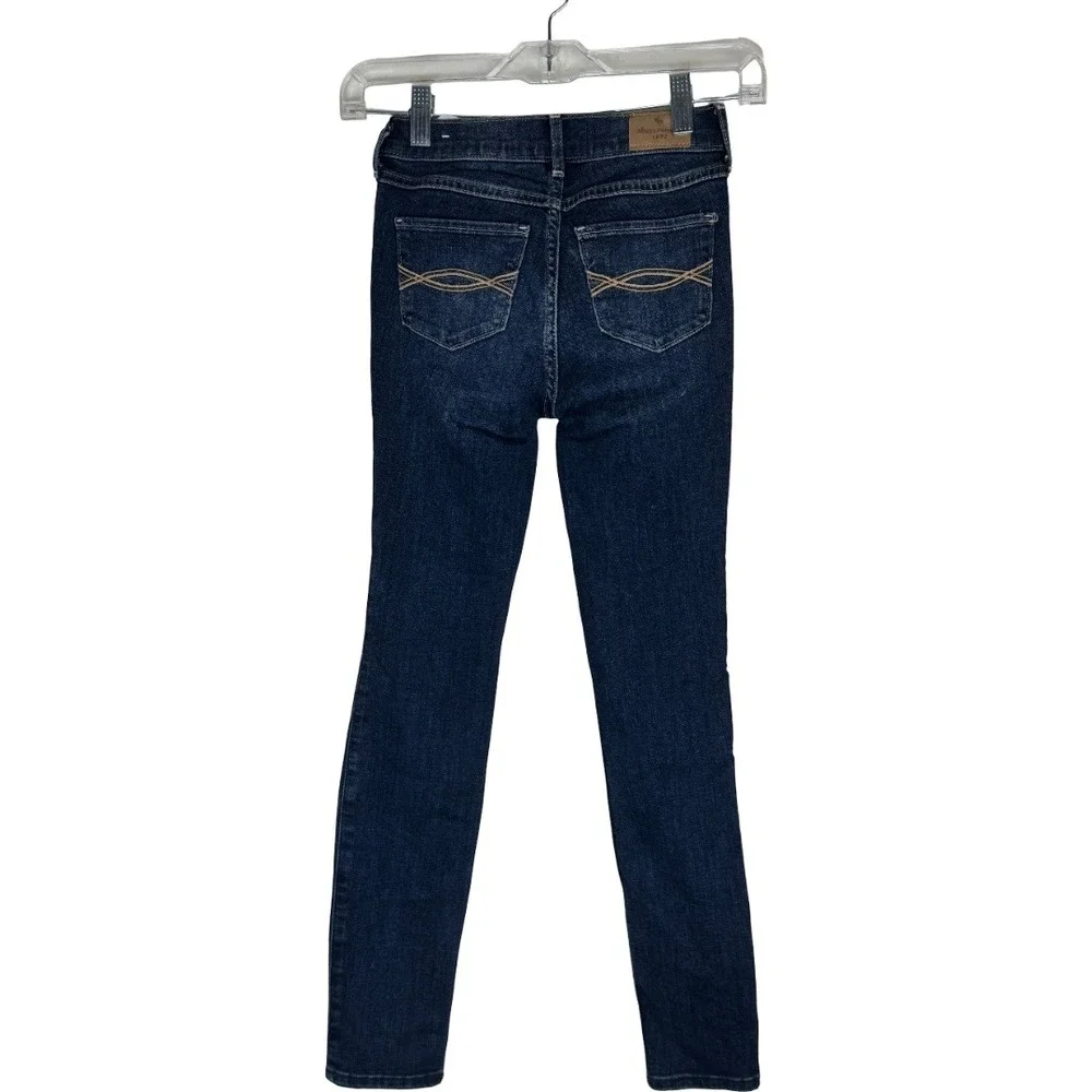 Abercrombie Kids High Rise Jean Legging 11/12 Slim Dark Wash‎ Distressed Ripped
